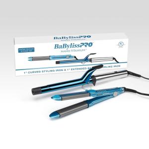 imageBaBylissPRO Nano Titanium Flat Iron Hair Straightener 1quot Curved Styler for Professional Salon Results and All Hair TypesCurved Styler with Extended Barrel Prepack