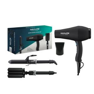 imageBaBylissPRO Porcelain Ceramic Carrera Professional Hair DryerHair Dryer  Triple Barrel Waver  Curling Iron Prepack