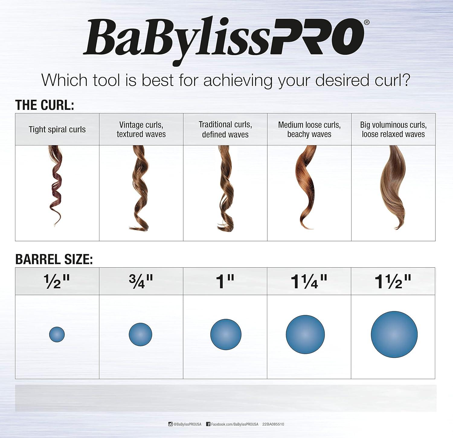 imageBaByliss Pro Spring Curling Iron Porcelain Ceramic Professional For Multiple Hair Types Reaches 430 Degrees for Loose Long Lasting Curls075 Inch Pack of 1