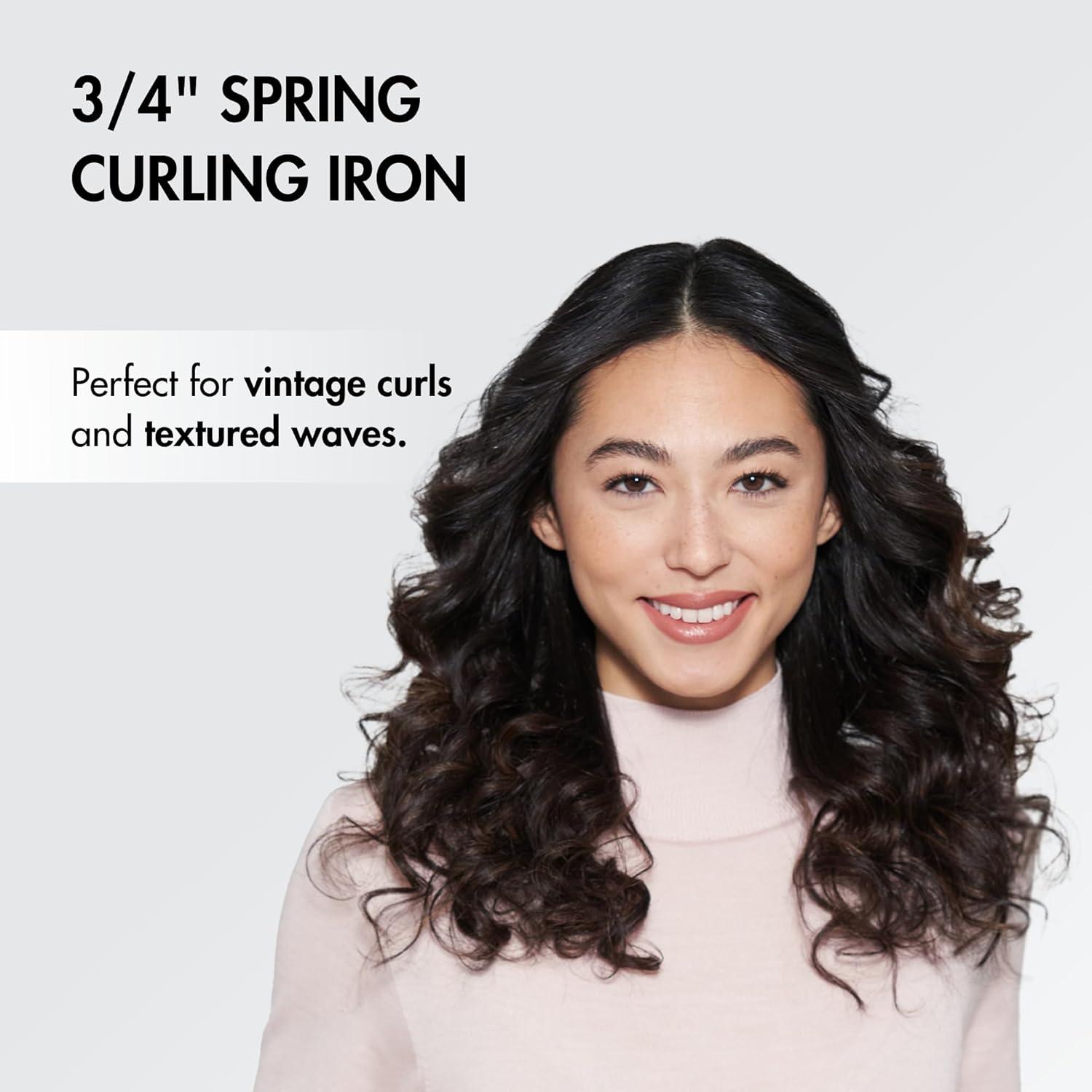 imageBaByliss Pro Spring Curling Iron Porcelain Ceramic Professional For Multiple Hair Types Reaches 430 Degrees for Loose Long Lasting Curls075 Inch Pack of 1