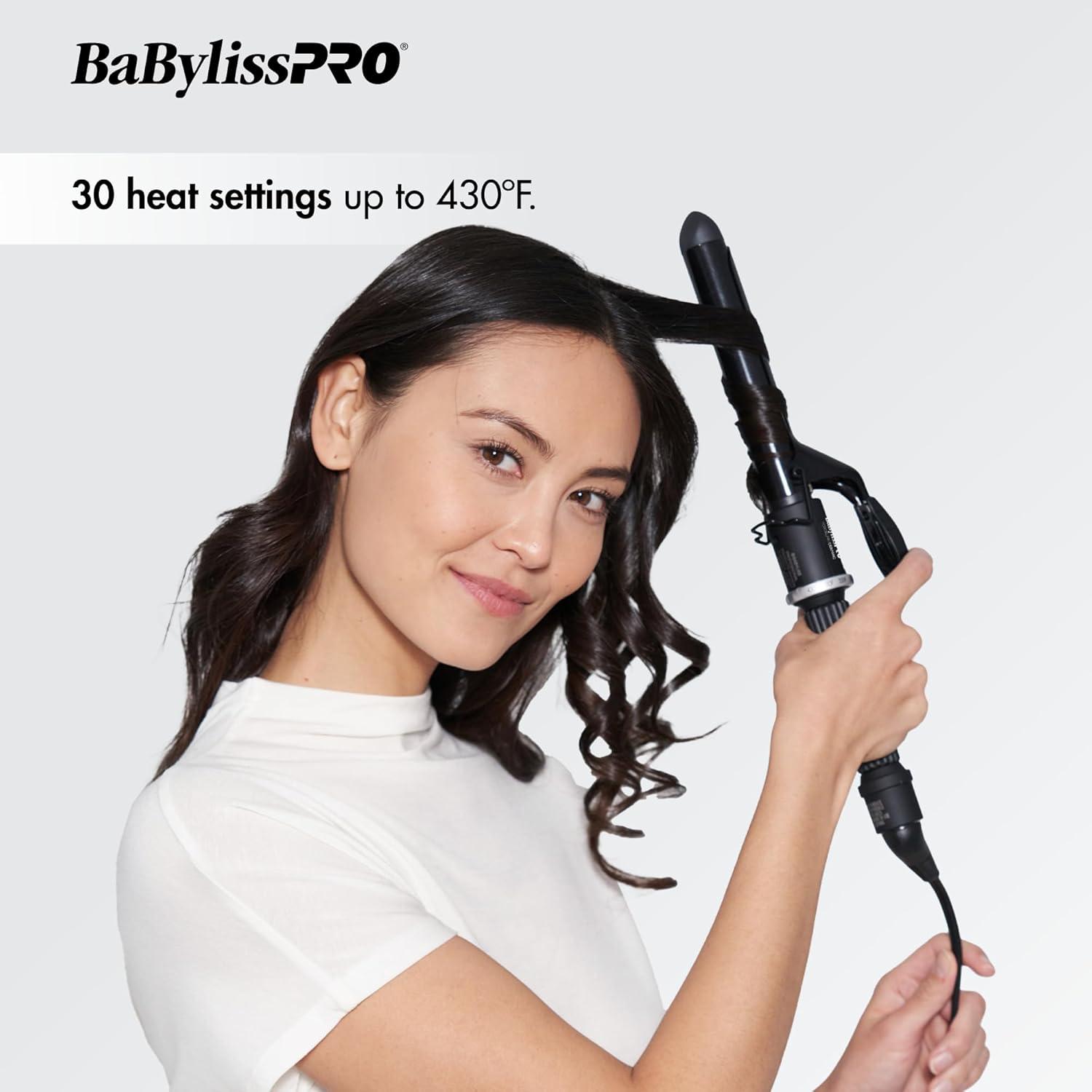 imageBaByliss Pro Spring Curling Iron Porcelain Ceramic Professional For Multiple Hair Types Reaches 430 Degrees for Loose Long Lasting Curls1 inch