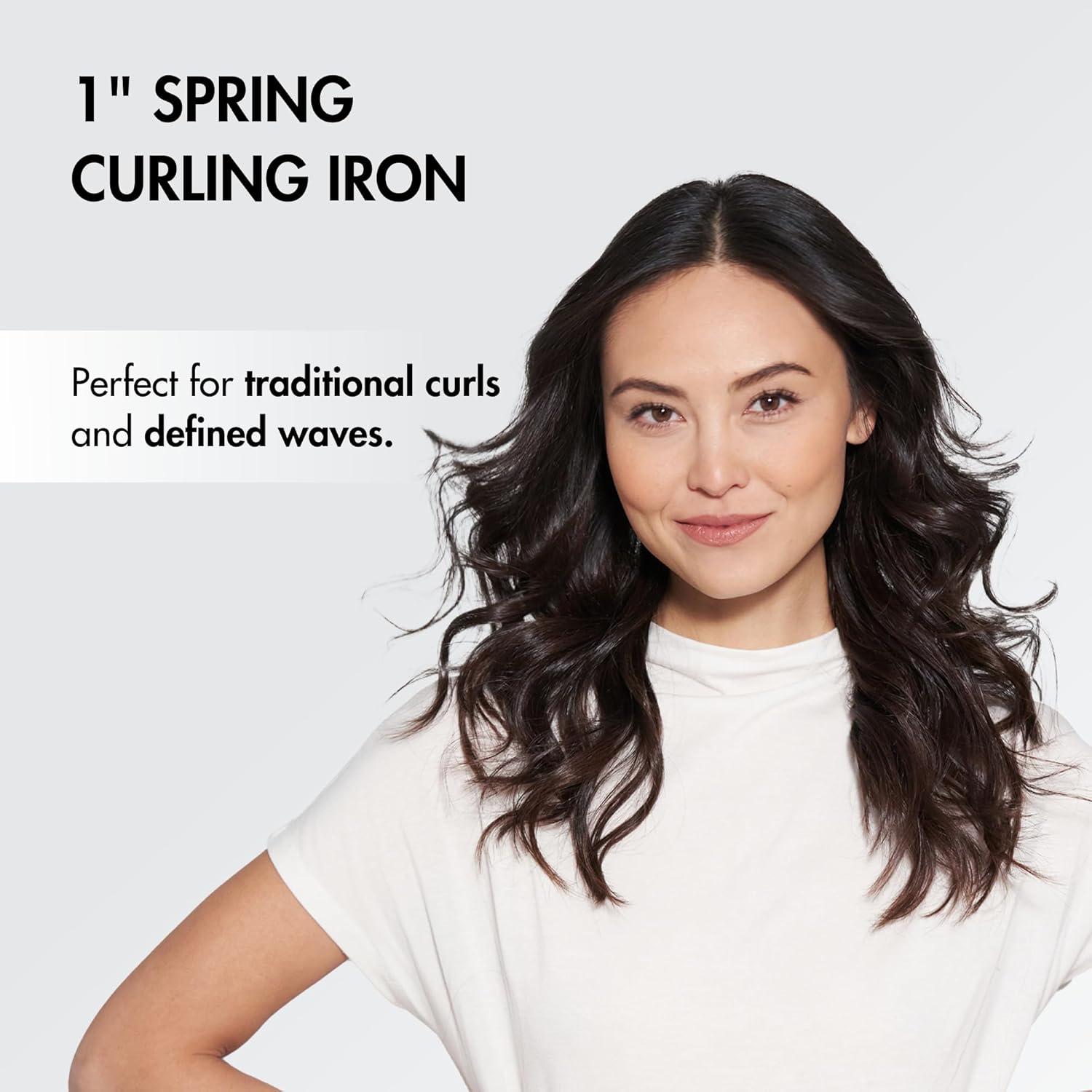 imageBaByliss Pro Spring Curling Iron Porcelain Ceramic Professional For Multiple Hair Types Reaches 430 Degrees for Loose Long Lasting Curls1 inch