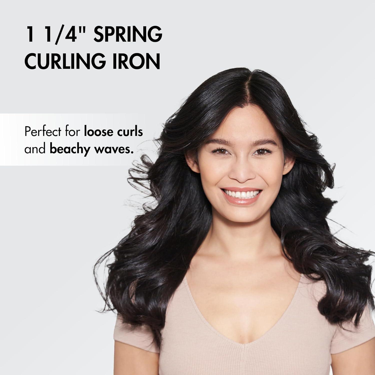 imageBaByliss Pro Spring Curling Iron Porcelain Ceramic Professional For Multiple Hair Types Reaches 430 Degrees for Loose Long Lasting Curls125 Inch Pack of 1
